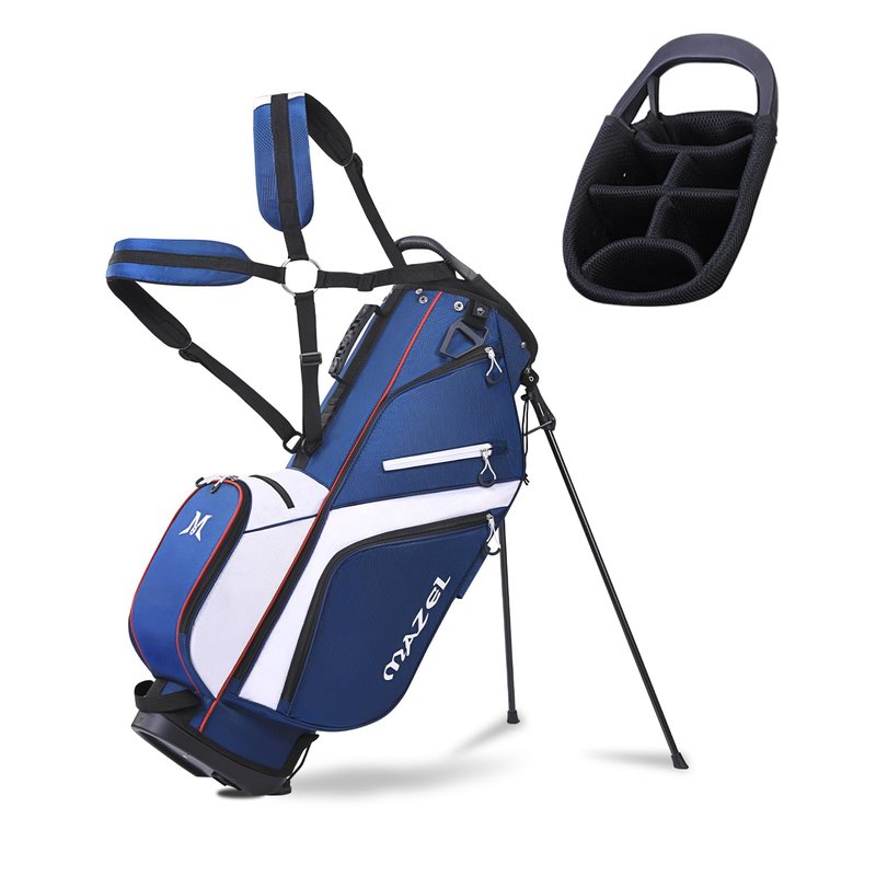 MAZEL 6-Way Golf Stand Bag for Men and Women, Lightweight Golf Bag with Stand,Dual Strap,Dust Cover (Blue)