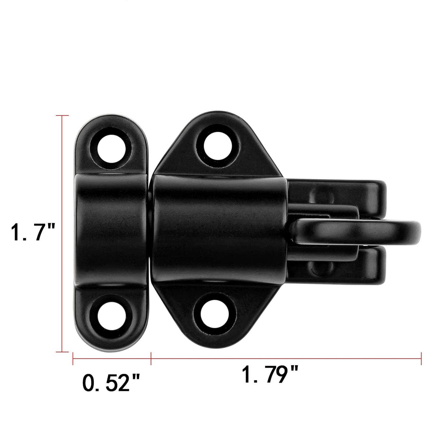 INIRET 3 Packs Self-Closing Latches，Black Spring Door Lock，Resilient Bolt Latch Aluminum Alloy Safety Automatic Spring Barrel Slide Door Lock with Screws,Used for Gate,Window and Cabinet etc…