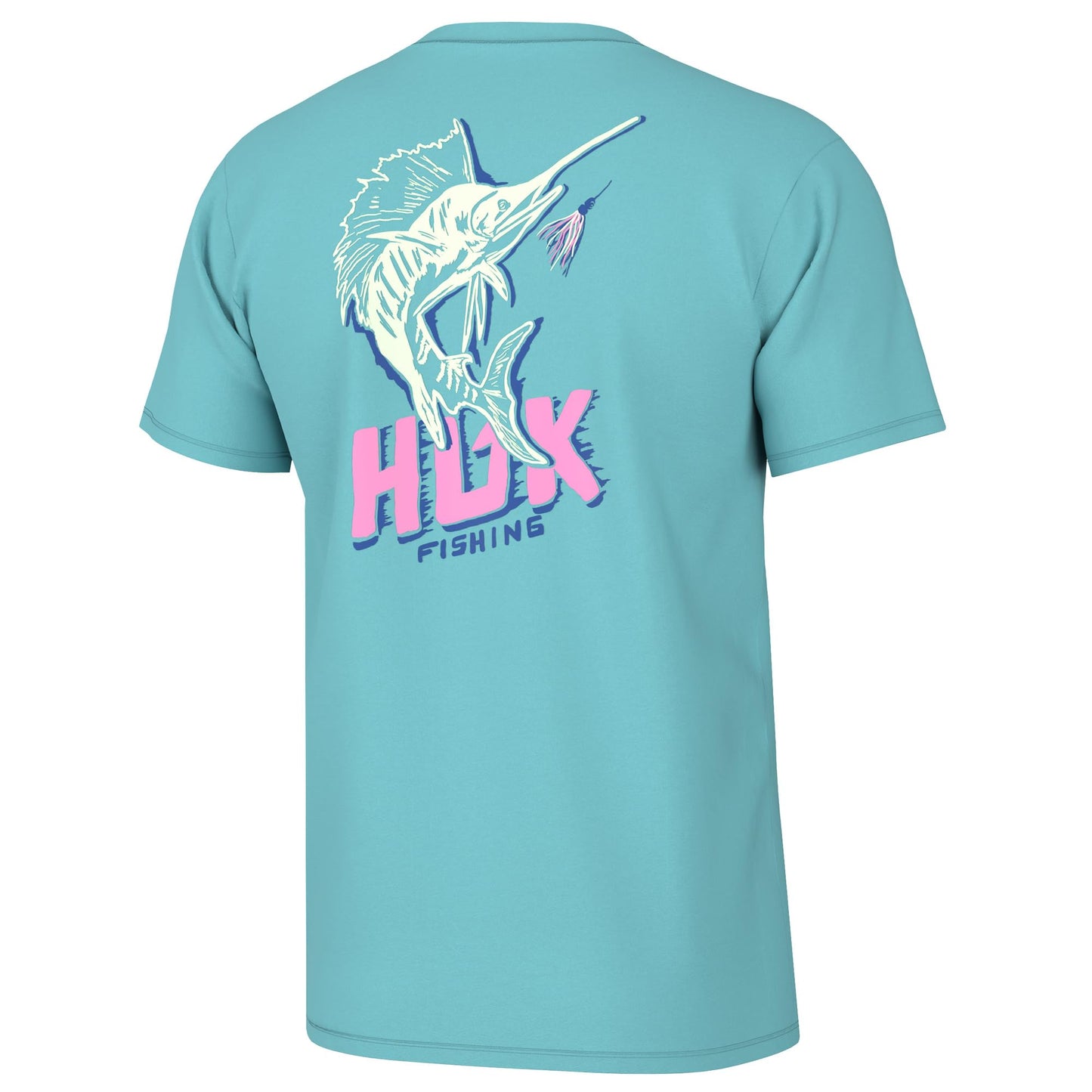HUK Mens Fishing Graphic Tee, Performance Short Sleeve, Quick-Dry, Sail Bones - Marine Blue, XX-Large