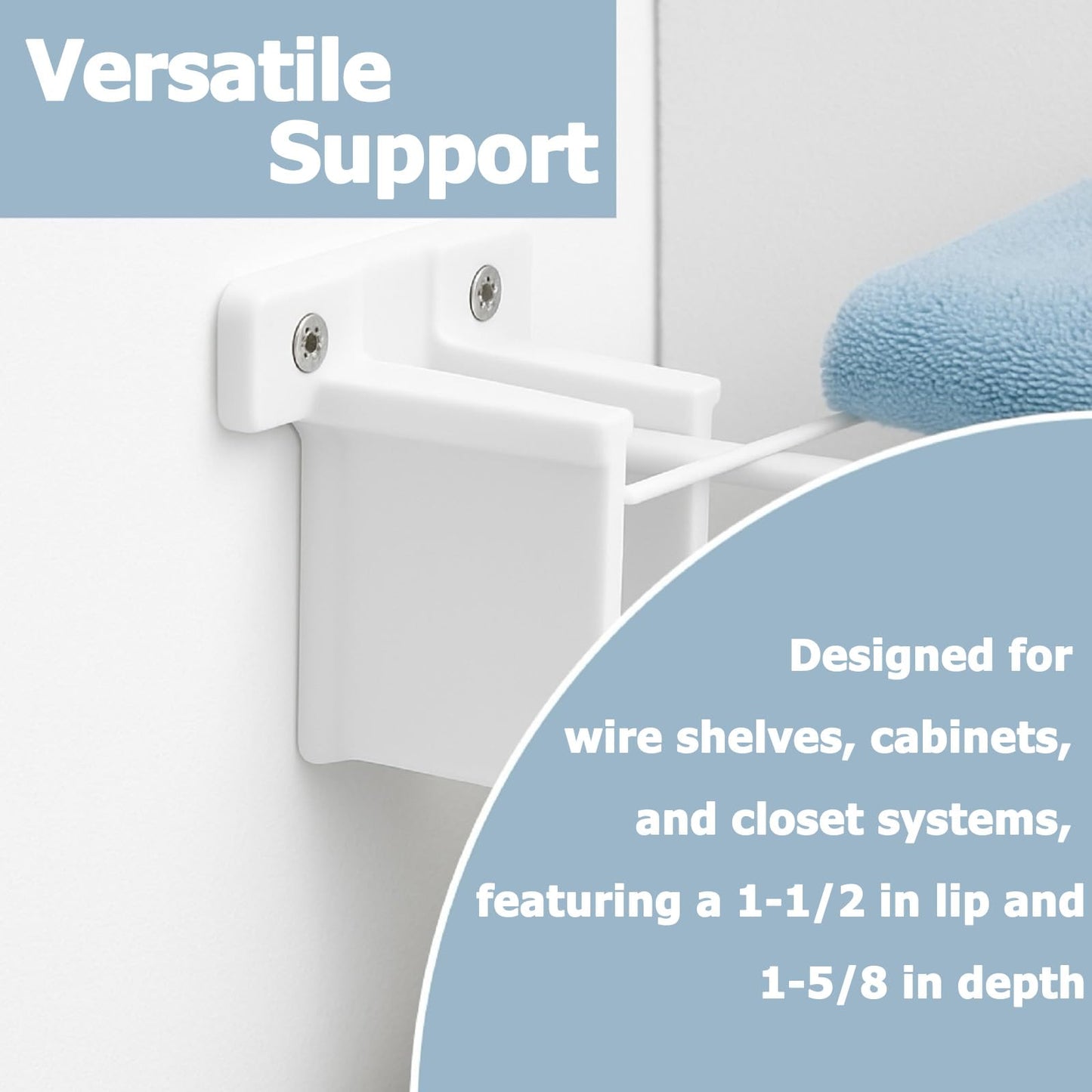 Auaurly 10 PCS Wire Shelf End Bracket for Shelves Closet Wall Mount White Plastic Wire Shelf Support Bracket MP7016 Holder with Installation Fasteners,1/2 Inch Length