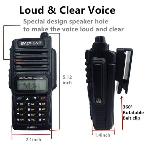 Radtel Baofeng Uv-9r Plus 8Watts Walkie Talkie Bf-uv9r Plus Ip67 Waterproof Uhf/VHF Dual Band Radio 8W (No FM Radio Feature)