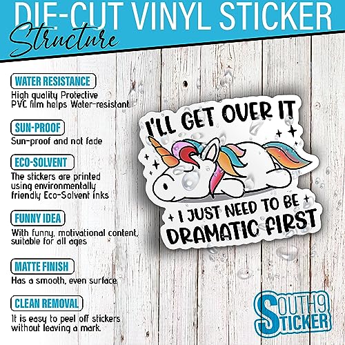 Funny Unicorn Drama Lover Sticker - 2x2 Vinyl Decal (3 Pcs)