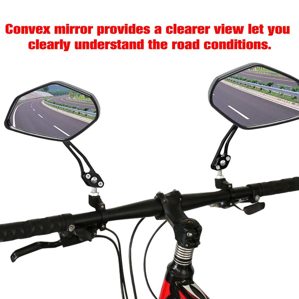 GES Bike Mirrors - 360 Degree Adjustable Bicycle Cycling Rear View Helmet Mirror for Mountain Bike, Electric Bike - 2 Packs of Safety Rearview Mirror