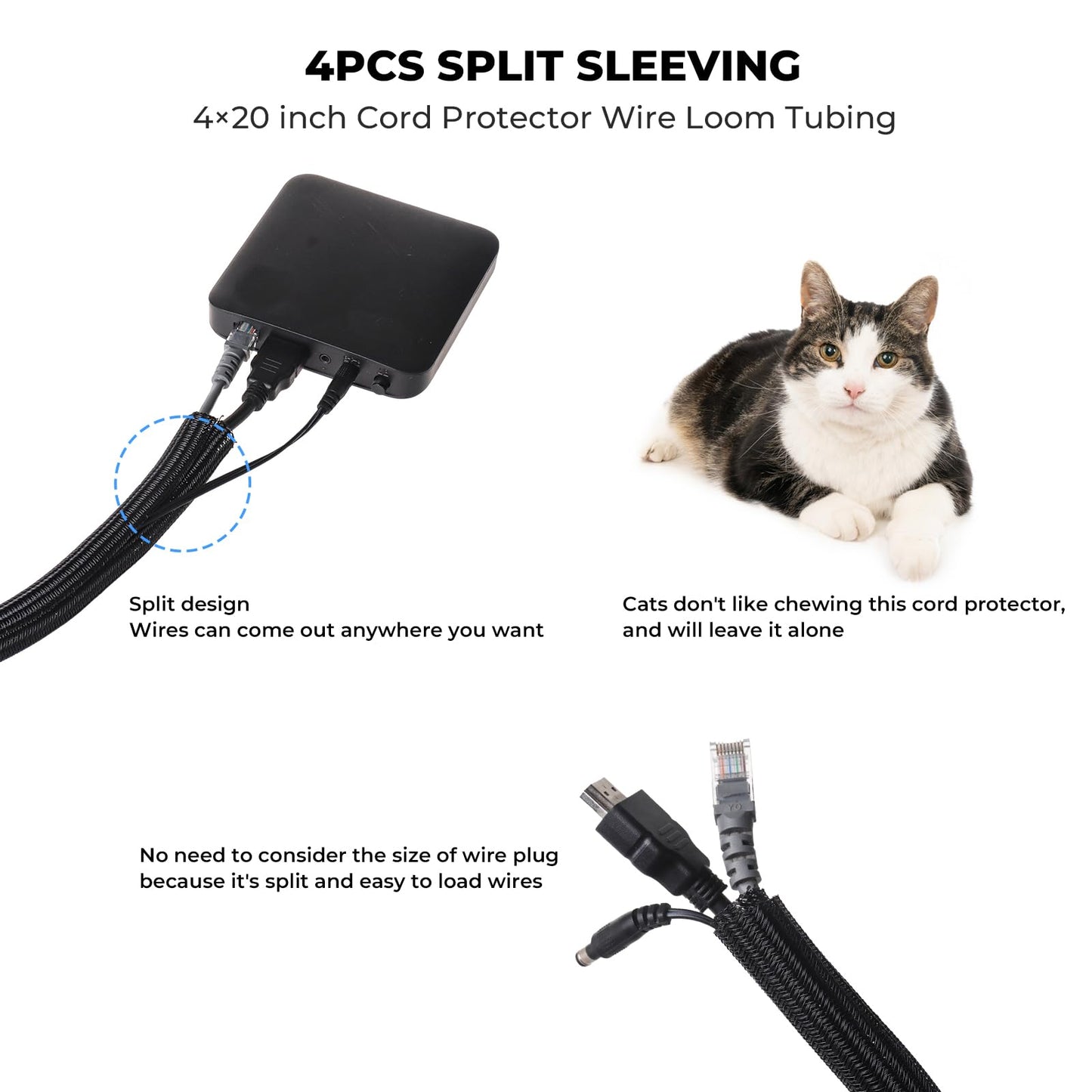 AORUICN 98 PCS Cable Management Kit, 4 Cable Sleeve, 8 Magnetic Cable Holder, 10 Self Adhesive Cord Organizer, 45 Cable Clips, 10+1 Roll Reusable Cable Ties with 20 Buckles for Computer TV Under Desk