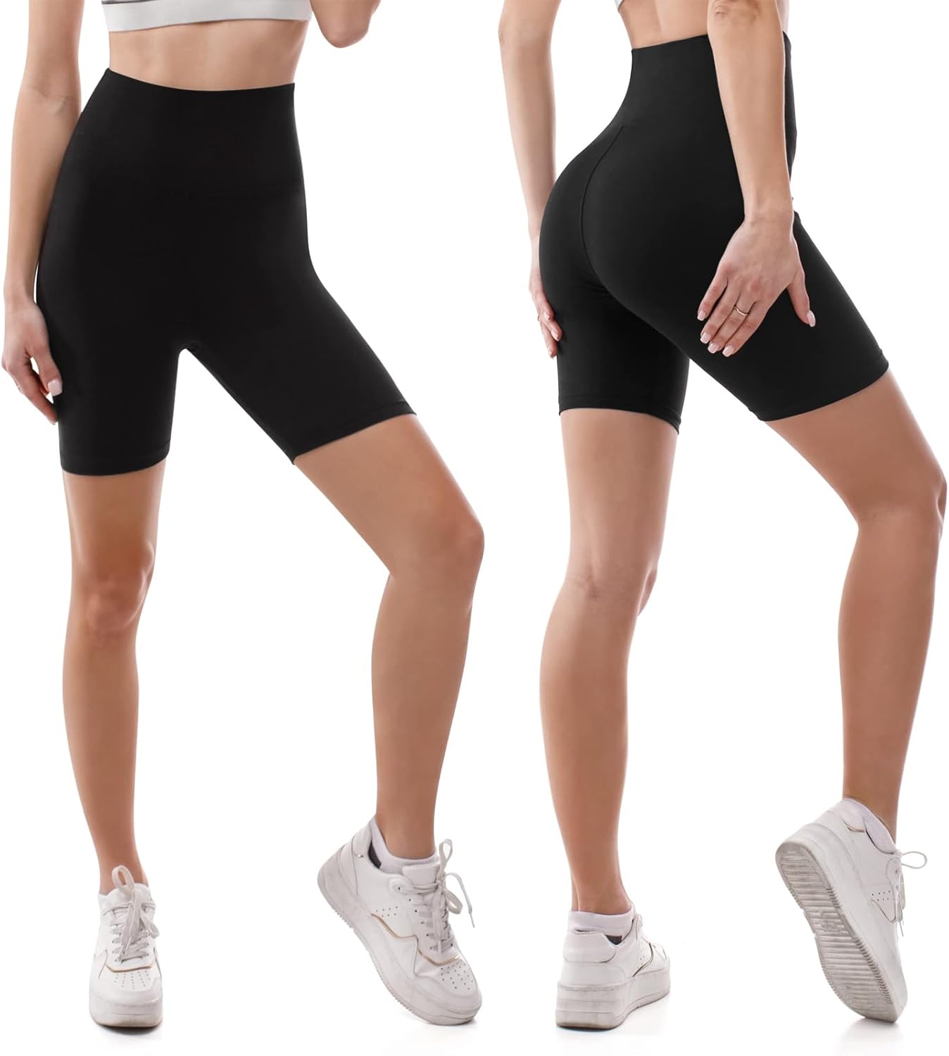 SINOPHANT High Waisted Biker Shorts - 6” Buttery Soft Elastic Tummy Control for Gym & Yoga