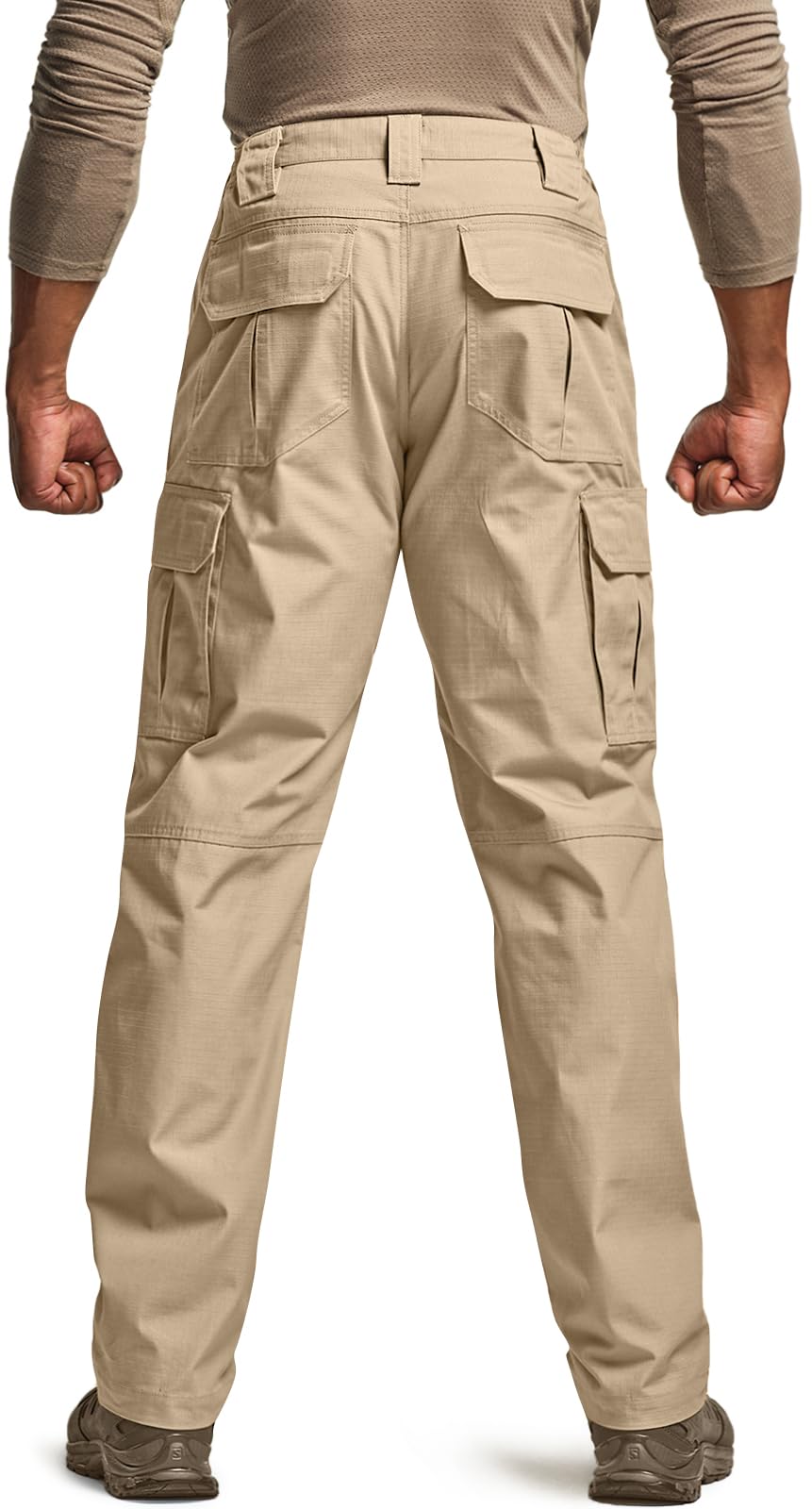 CQR Men's Tactical Pants, Water Resistant Ripstop Cargo Pants, Lightweight EDC Work Hiking Pants, Outdoor Apparel, Raider Khaki, 44W x 30L