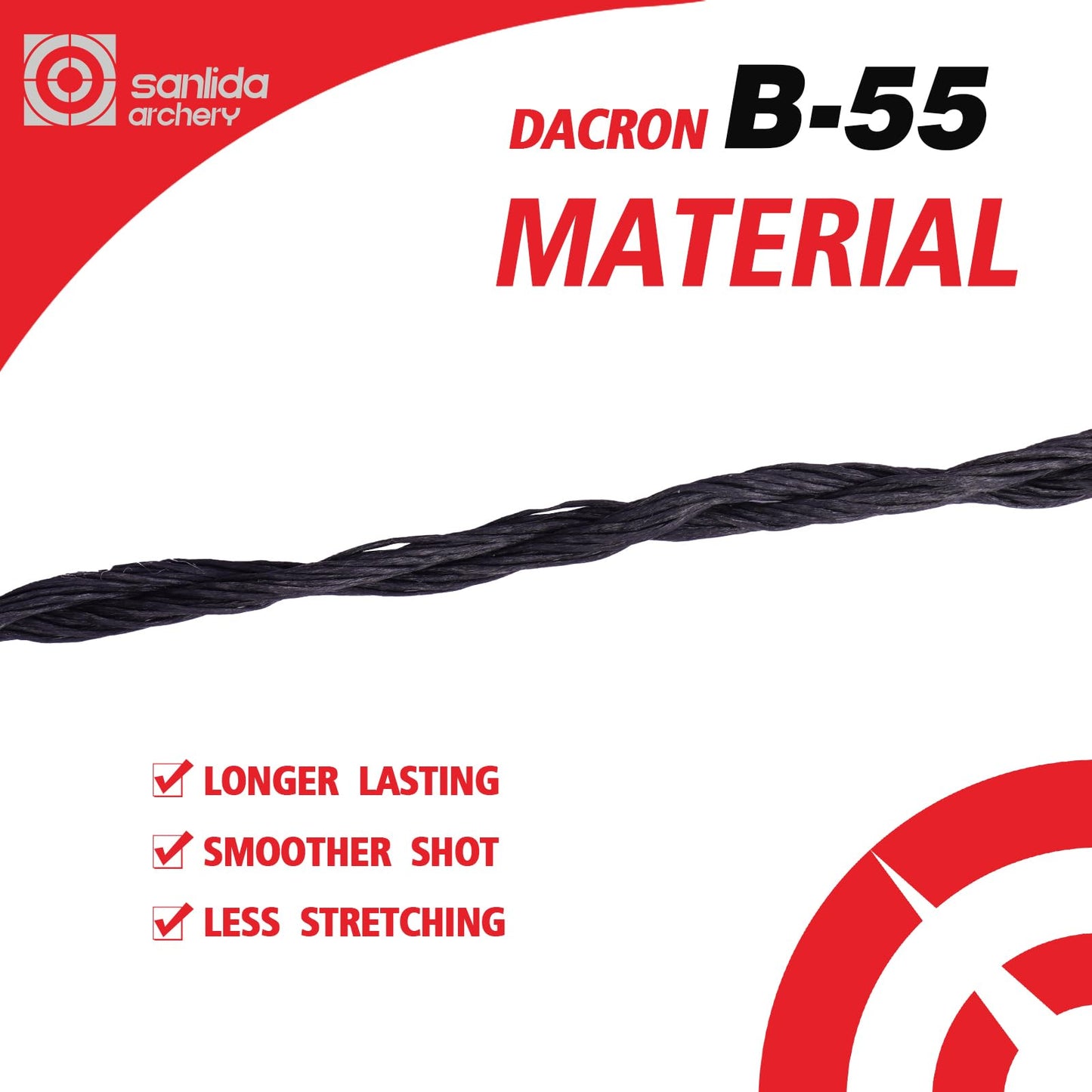sanlida Archery 2pcs Bow String Replacement for Recurve Bow, Standard/Universal Dacron BCY B55 Bowstring Replacement, AMO Length 48"/54"/62"/66"/68"/70",12 Strands (62inch)