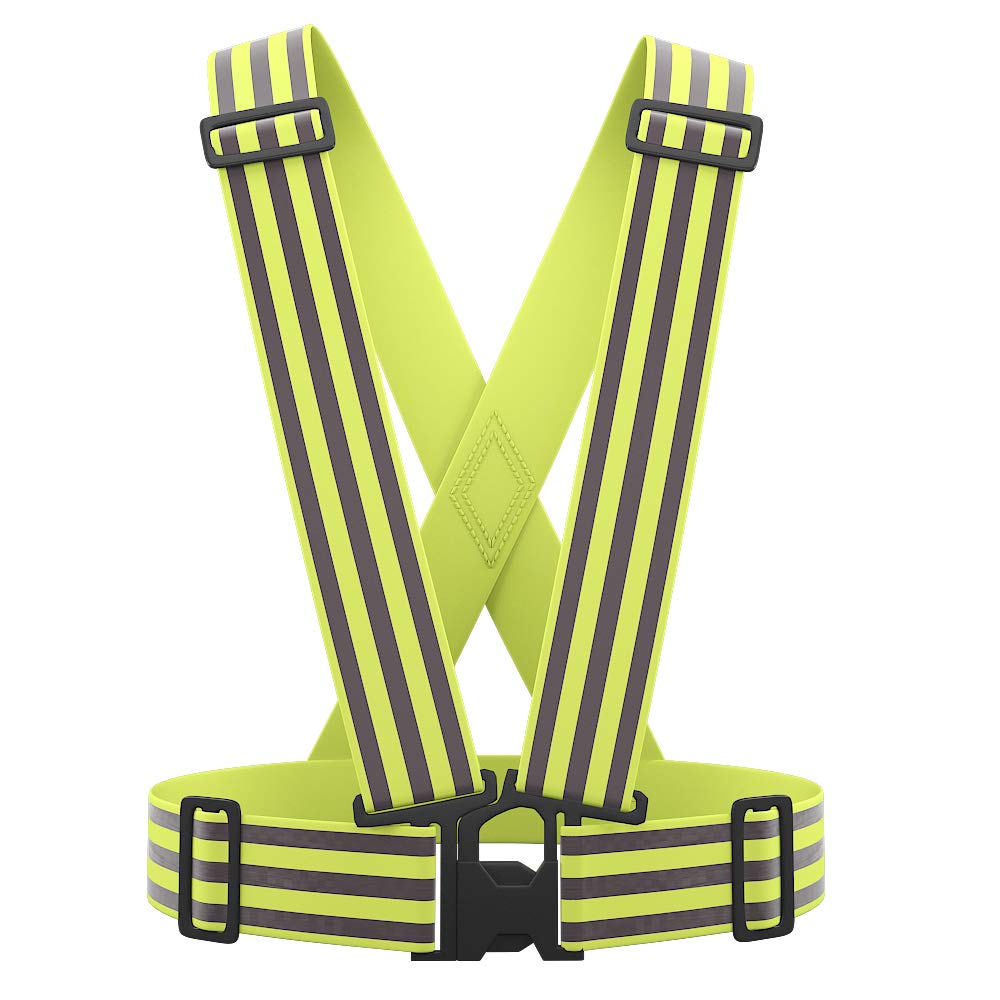AYKRM Reflective Vest with Hi Vis Bands, Fully Adjustable & Multi-Purpose: Running, Cycling, Motorcycle Safety, Dog Walking - High Visibility (Yellow, S-XL)