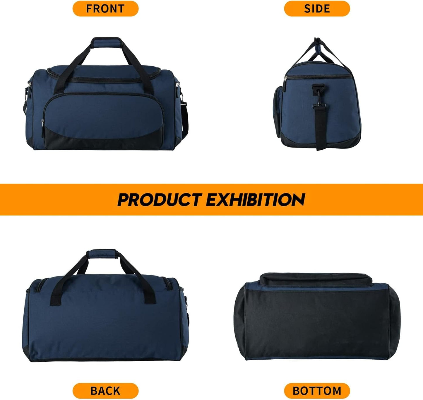 Uarition Gym Duffle Bag - 55L Navy Blue Heavy-Duty Duffel for Sports, Workouts & Travel