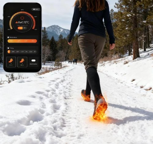 Heated Socks- APP Control Temperature-Long-Lasting Warmth Up to 11 Hours-Men & Women Heated Socks -Ideal for Camping, Fishing, Biking, Skiing, Skating, Hunting & Hiking-Warm Winter Gift (B 8-14)