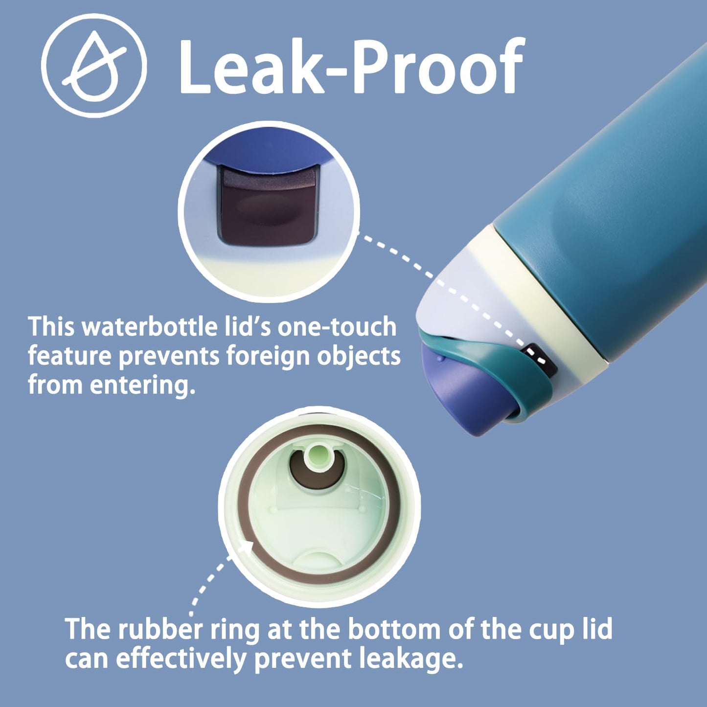 NebkDask Replacement Lid for Owala Freesip - Fits 16oz, 24oz, 32oz Bottles,BPA-Free， Leakproof Cap Water Bottle for Owala Bottles with Two Gasket Replacement Stoppers and O Seal Rings（Sky Teal）
