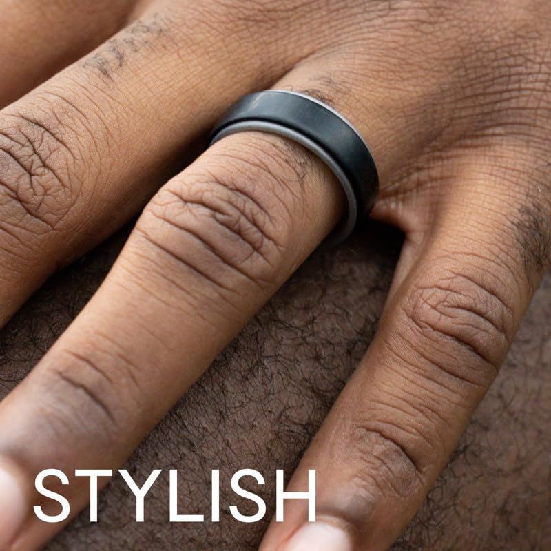 ROQ Silicone Rubber Wedding Ring for Men - Breathable, Durable Engagement Band, Multiple Colors
