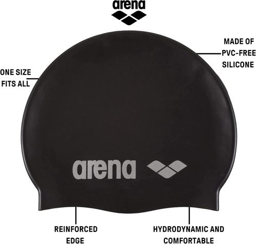 Arena Classic Swim Cap - Soft Silicone Design for Comfortable, Non-Slip Fit | Unisex for Long Hair