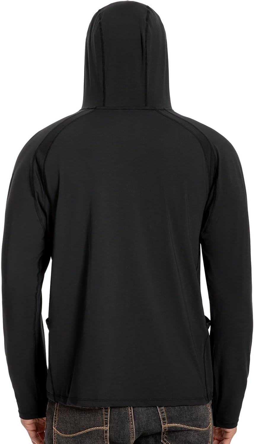 Men’s UPF 50+ Hoodie Shirt Long Sleeve Permanent UV Sun Protection Vented Tee Performance for Outdoor Hiking Fishing