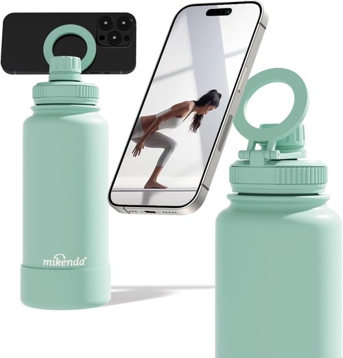 32oz Insulated Tumbler by [Brand Name] - Magnetic Phone Holder, Leak Proof Lid | 24hr Cold & 12hr Hot, Mint Green