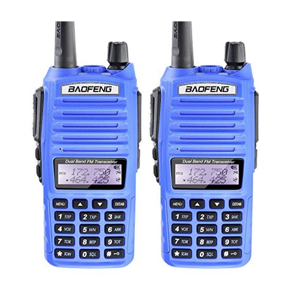 2 Pack BAOFENG UV-82 Dual Band Two Way Radio, 5W Ham Radio Handheld Walkie Talkies (Blue)