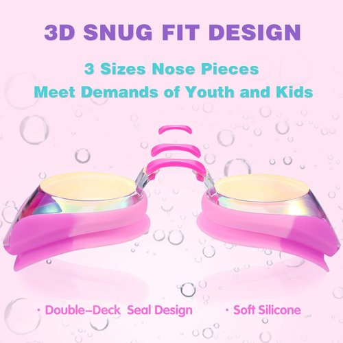 Keary Kids Swim Goggles - Anti-Fog, Waterproof, UV Protection | Clear Vision for Ages 3-12