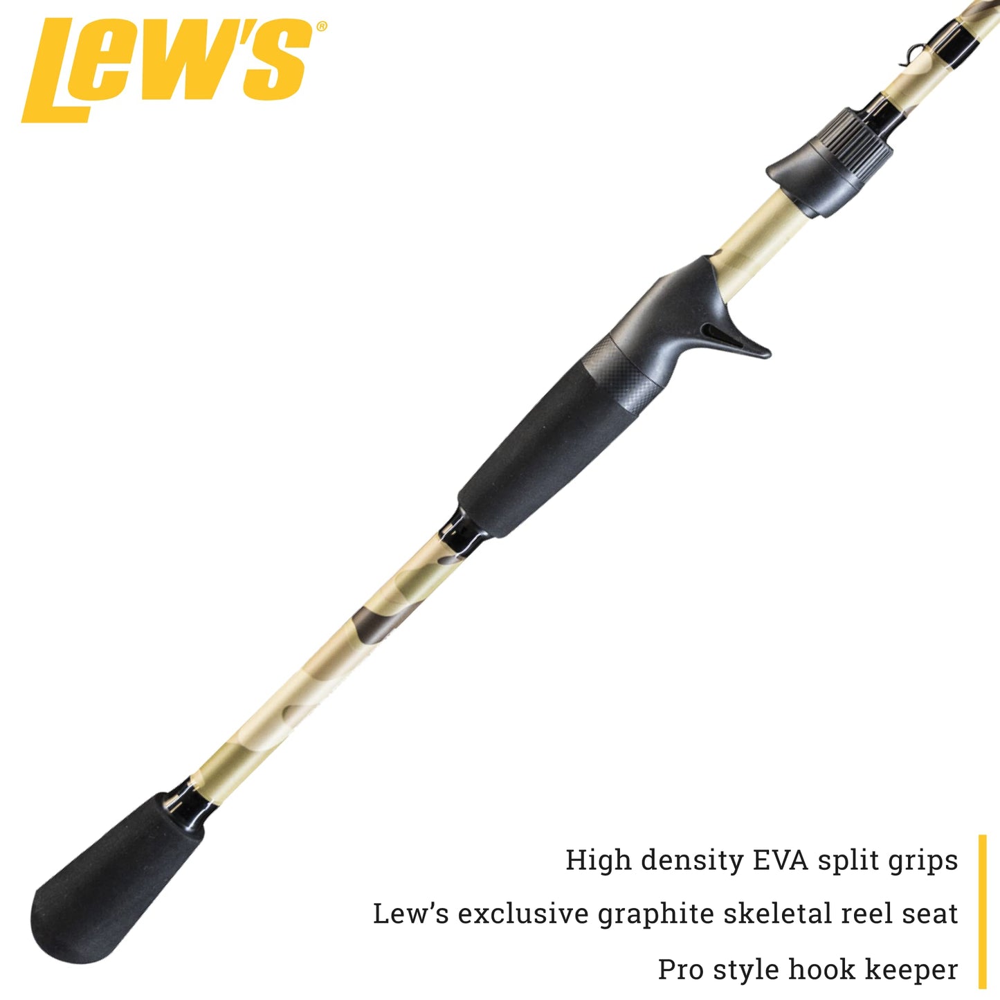 Lew's American Hero Tier 1 Casting Rod, 6-Foot 10-Inch 1-Piece Fishing Rod, Medium Power, Fast Action, Premium HM50 Graphite Blanks, Split Grip EVA Handle, Multicam