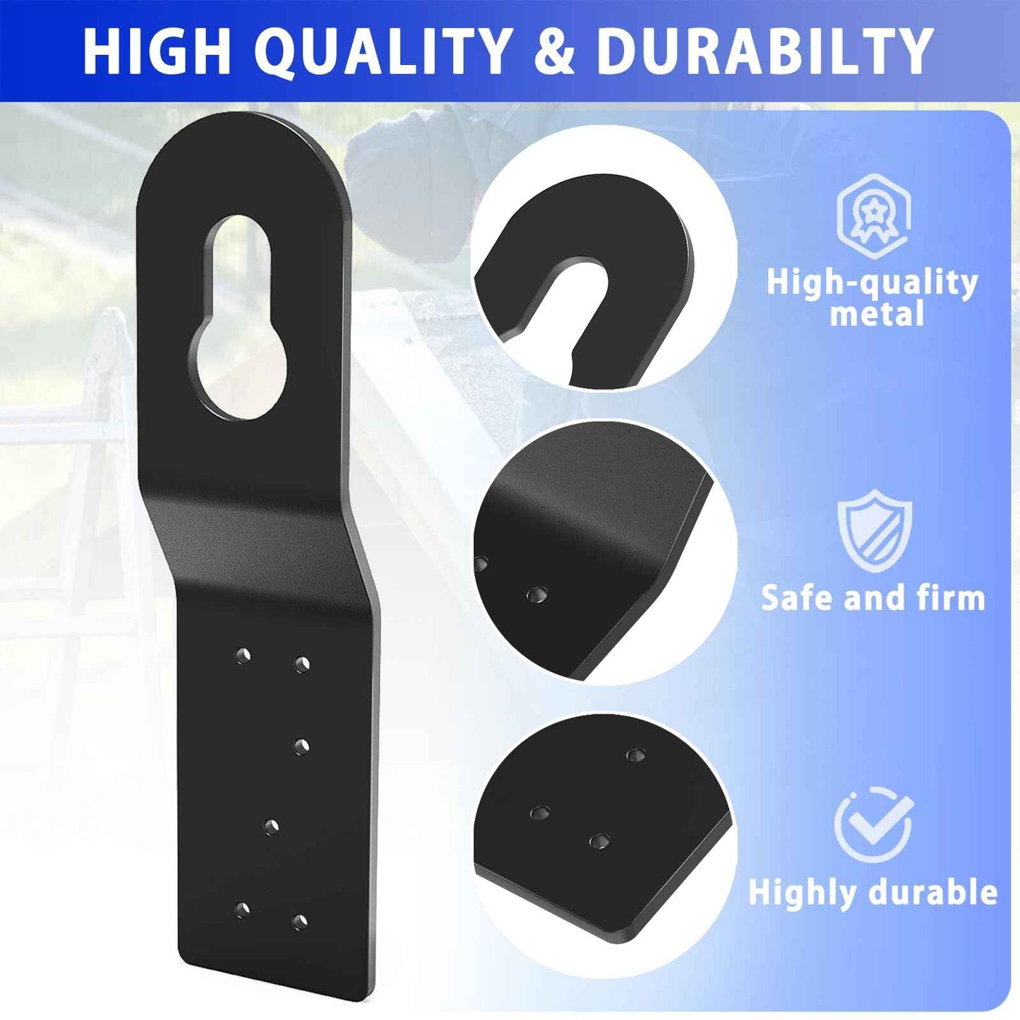 6 Pcs Roof Safety Anchor Hitch Clip, Black Roof Anchors, For Fall Protection Connects To Wood Surfaces, Permanent Roof Anchor Use With Roofing Harness, Safety Ropes And Other Roof Safety Equipment