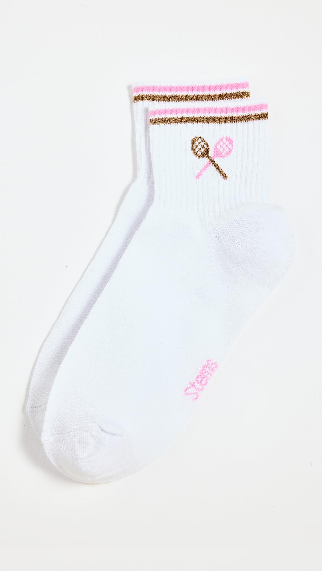 STEMS Women's Prep School Ankle Socks, Pink/Ivory, One Size