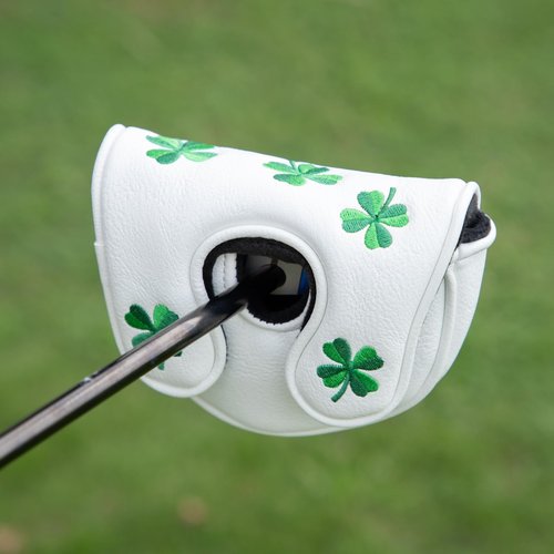 Golf Mallet Putter Cover Head Cover, Magnetic Closure Lucky Clover Design Premium Leather Golf Headcovers Golf Mallet Putter Cover Fits for OZ1 MEZZ 1 MEZZ1 MAX Putter