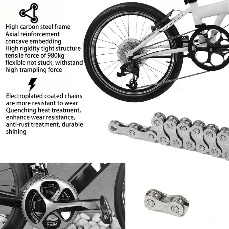 6/7/8 Speed Bike Chain - 116 Links, Full Silver Plating
