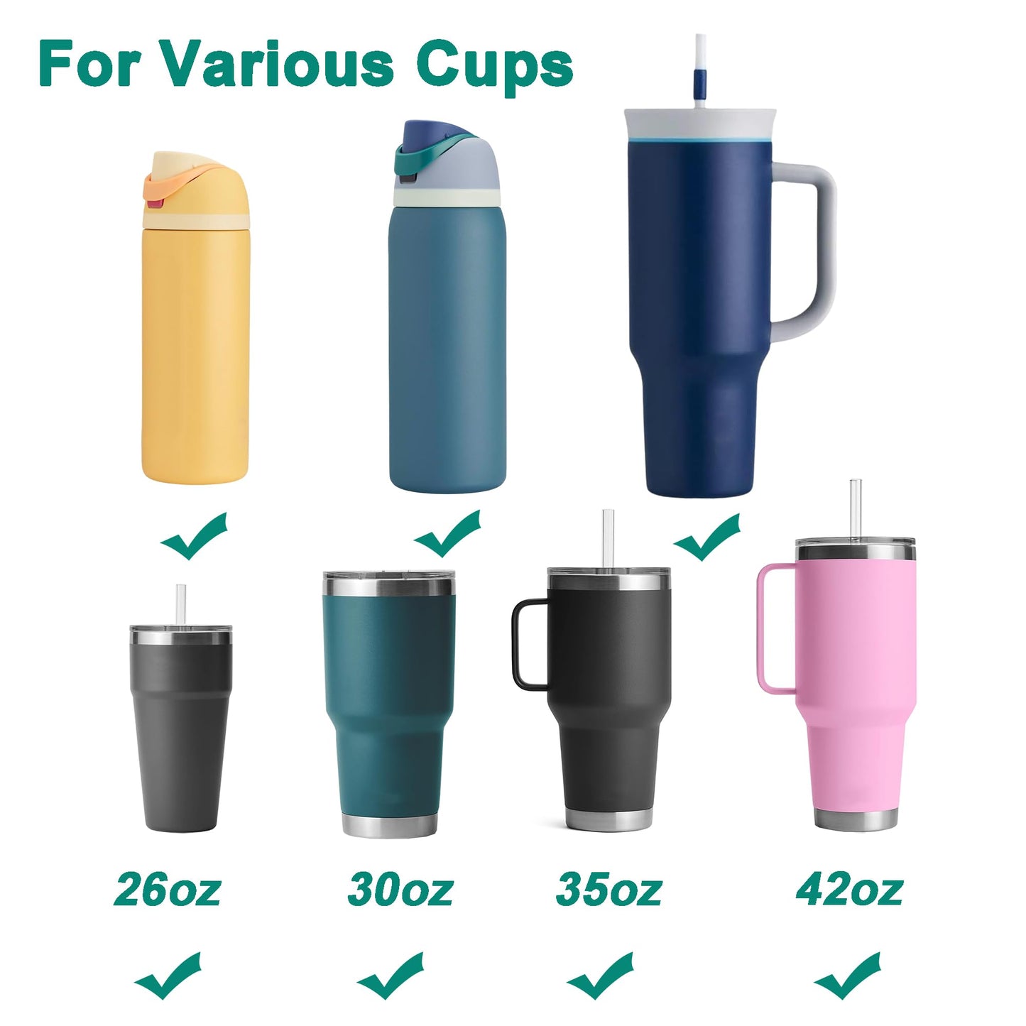 Water Bottle Cleaner Brush Compatible with YETI 20oz/32oz/40oz Tumbler, Multifunctional Bottle Brush with Straw Cleaner Brush for Owala 24oz/32oz/40oz, Cleaning Kit for Stanley Tumbler Cup Accessories