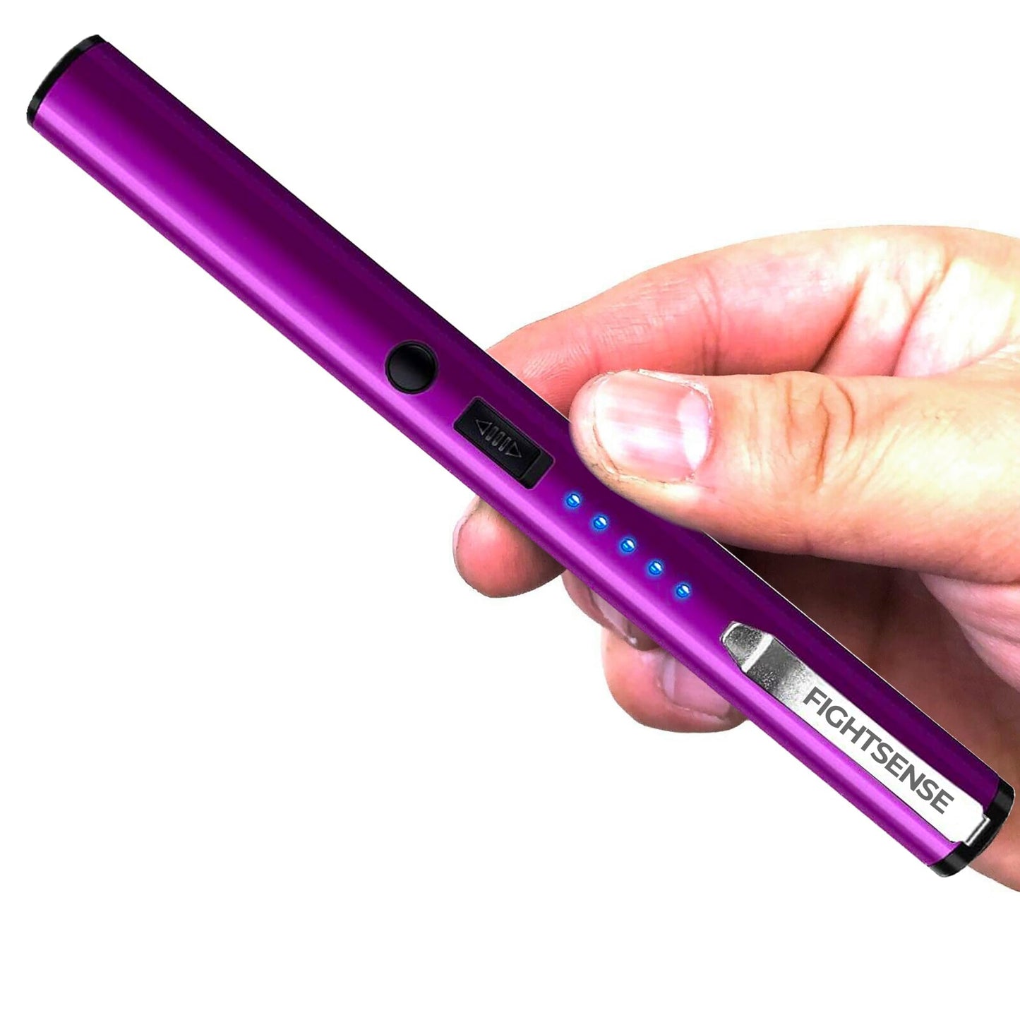 FIGHTSENSE Pen Stun Gun for Self Defense Battery Life Indicator, Belt Clip, Pen Flashlight stun Gun for Women self Defense (Purple)