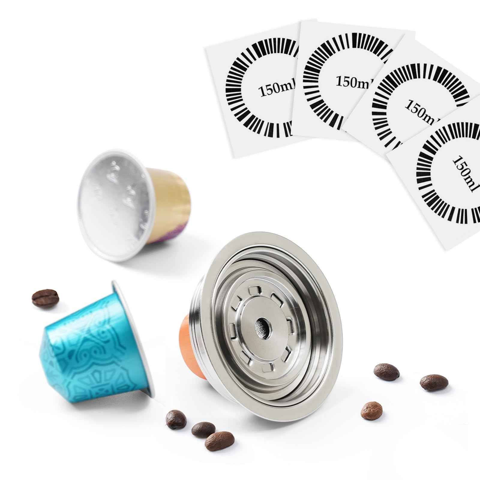 Reusable N espressoVertuo Pod Adapter Compatible with Delonghi ENV135/VertuoLine GCA1, BENFUCHEN Stainless Steel Coffee Capsule Converter For VertuoMachine, Brewing NS Coffee (Brewing 150 ML/5 oz)