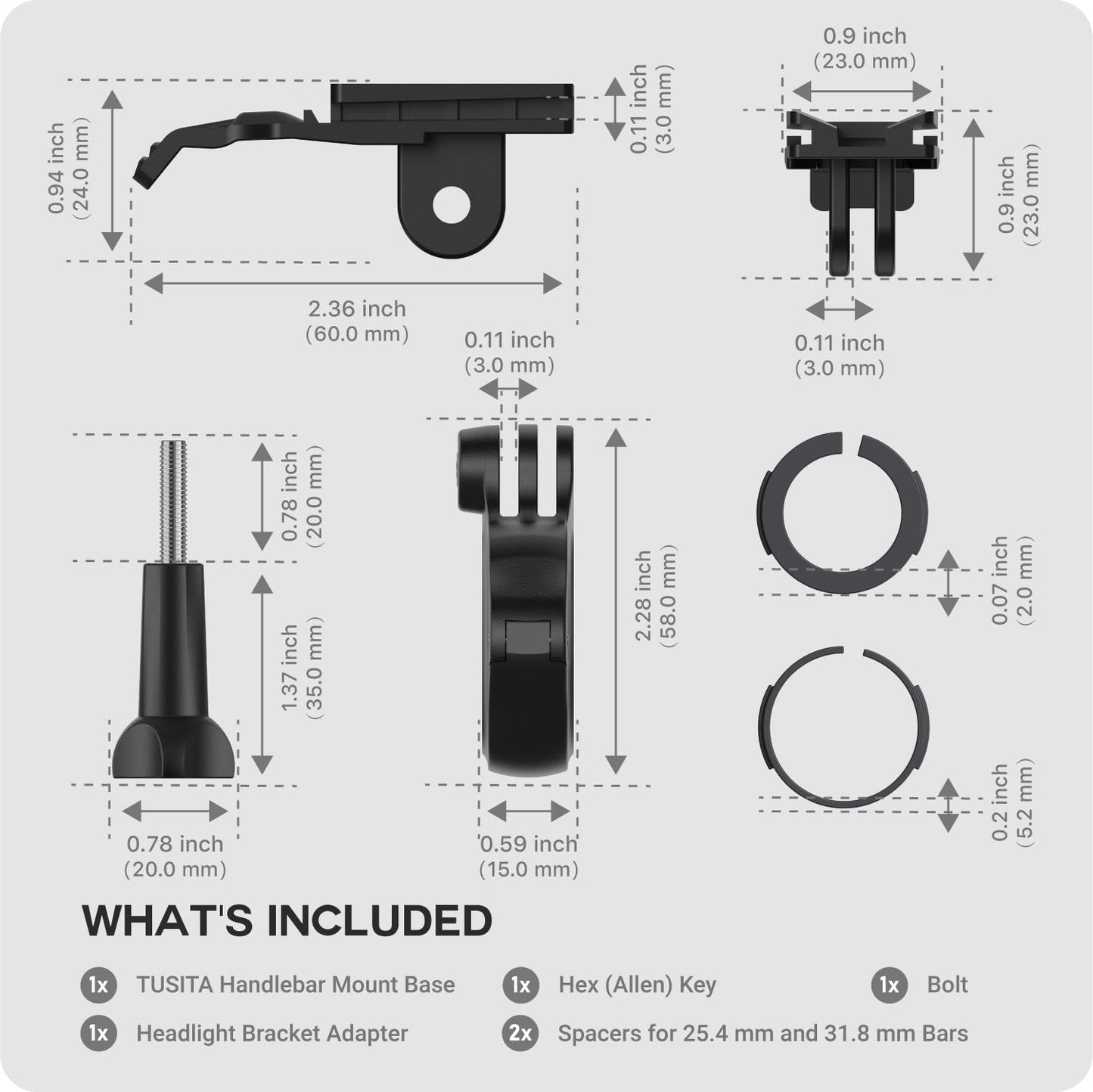 TUSITA Bike Light Handlebar Mount Compatible with NiteRider Lumina Or Mako Series - 25.4mm 31.8mm