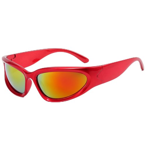 LASPOR Wrap Around Sport Sunglasses for Women Men Sport Shades Glasses Y2K Sunglasses (Red Frame/Red Lens)