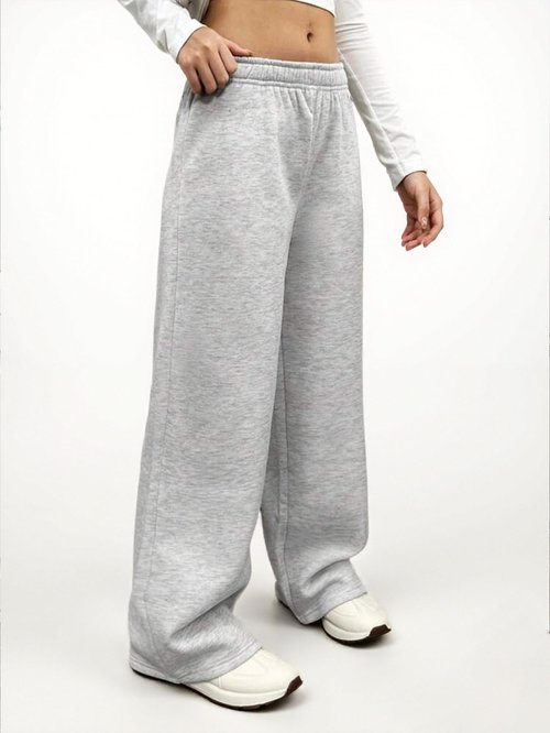 Ltvoo Girls Straight Wide Leg Track Pants Elastic Waist Casual Baggy Athletic Pants Loose Jogger Sweatpants for 8-12 Years (12 Years) Off-White