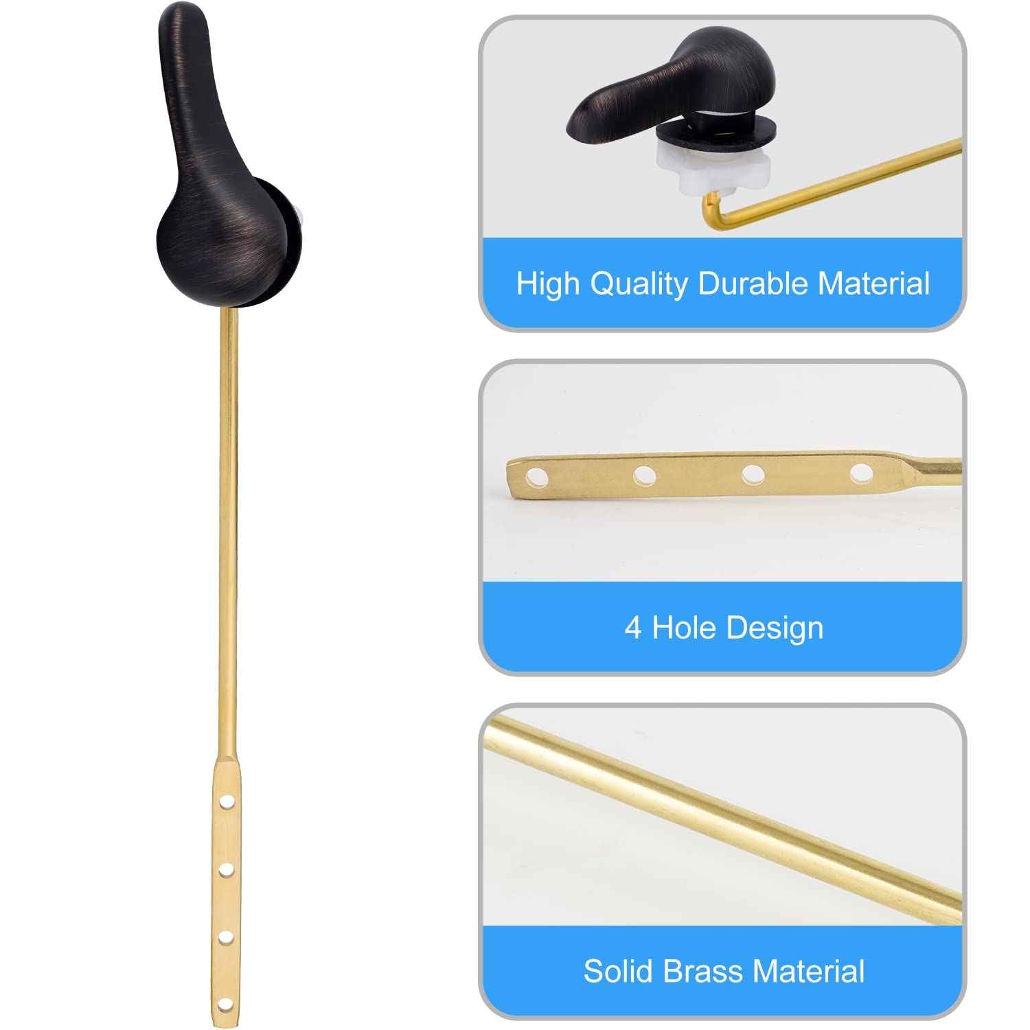 iFealClear 2 Pack Toilet Handle Replacement Kit, Universal Front Mount Tank Flush Lever Replacement, Solid Brass Trip Lever Fits Most Toilets, Oil Rubbed Bronze