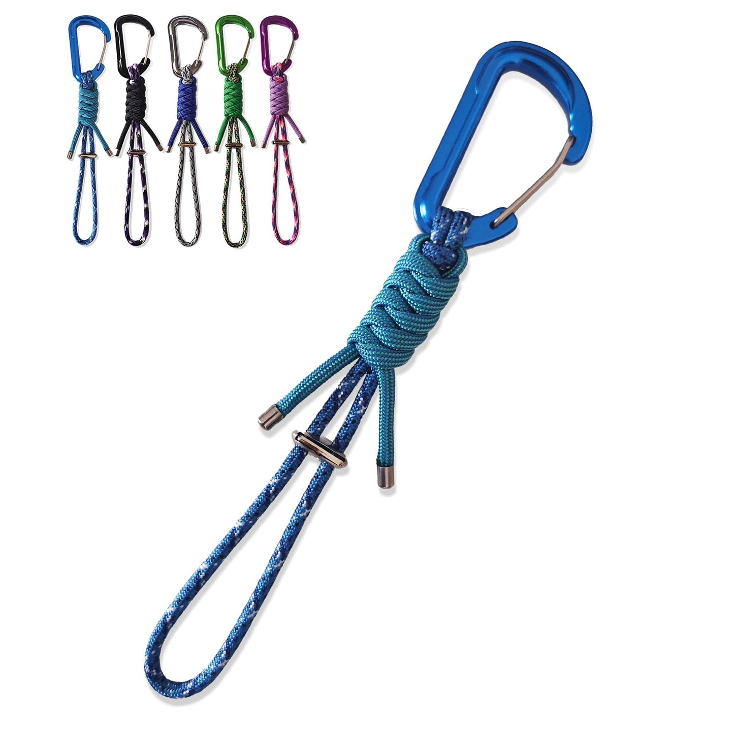 Jaymokes Paracord Keychain Carabiner Clip - D Ring Carabiner with Lanyard, Creative Gifts Suitable for Hanging Water Bottle, Key, Backpacks and More (Blue)