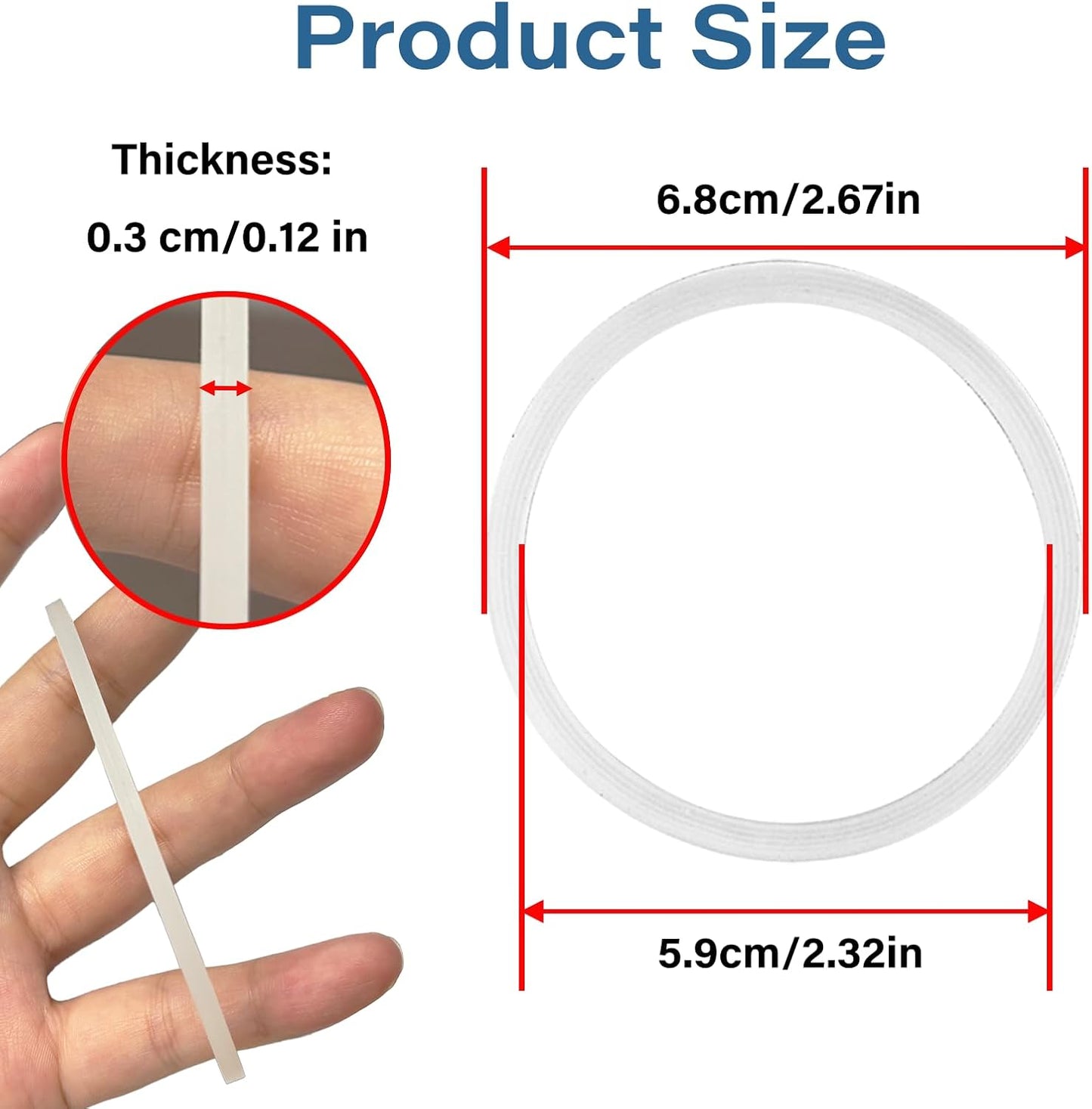 Owala | 6-Pack Water Bottle Gasket Replacement | Silicone Lid Seal O-Rings for 19/24/32/40oz Cups - Clear