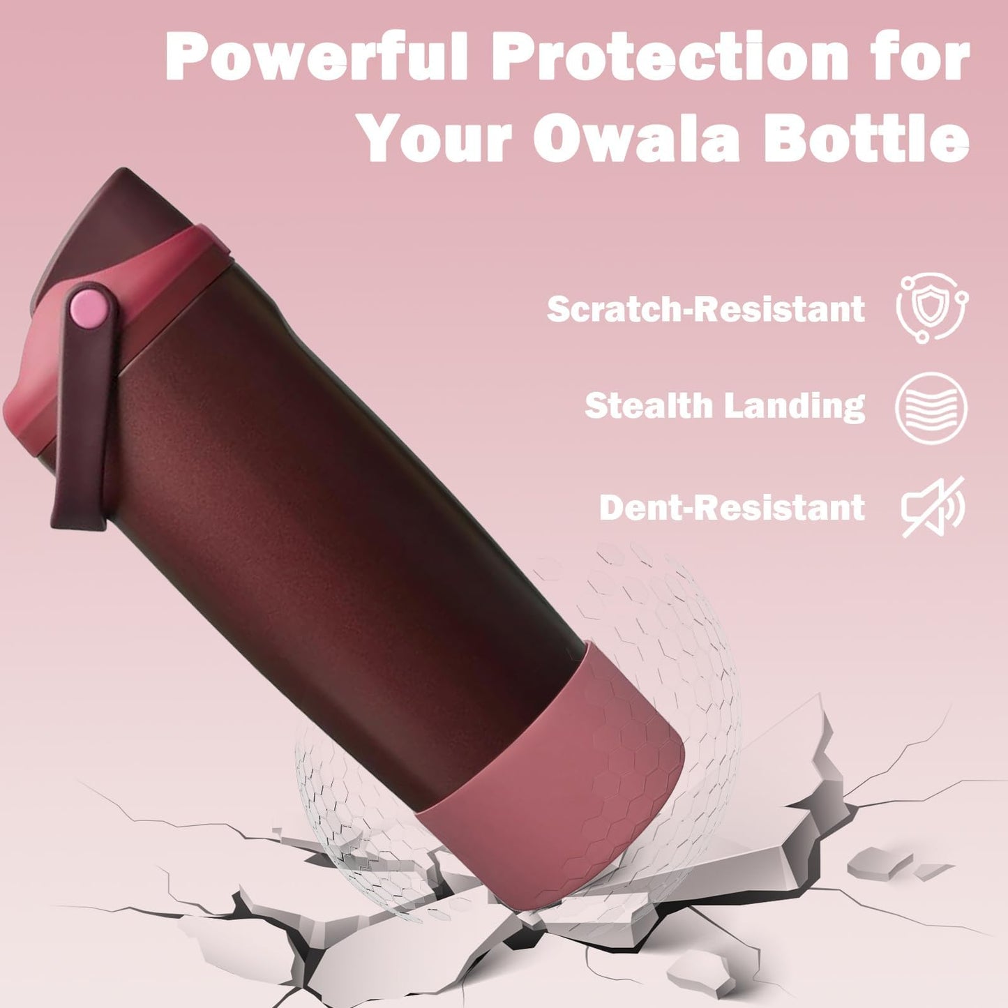 HEYSKAY 2PCS Silicone Boot Compatible with OWALA SWAY 30oz & 40oz and OWALA FreeSip Tumbler 40oz, Anti-Slip Bottom Boot Water Bottle Protective Sleeve(Mahogany X2)