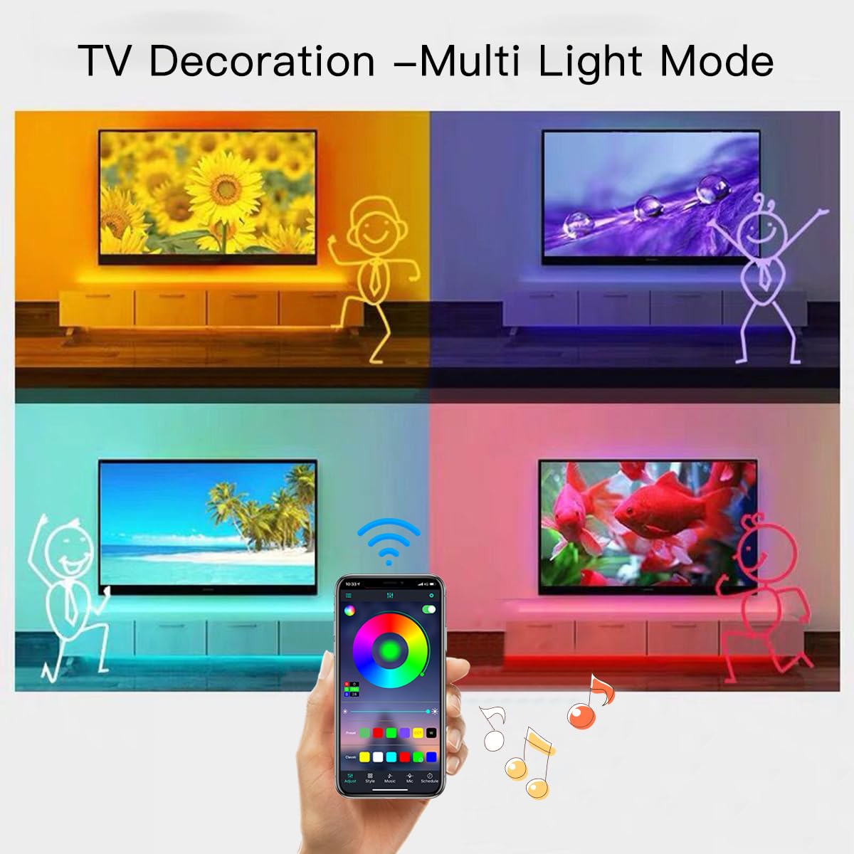 KIKO Battery Powered Led Strip Lights 6.56ft, 2m USB/Battery Operated 60 LED 5050 RGB LED Lights Birthday Christmas Gift with Remote for TV Backlight, Bedroom, Camping