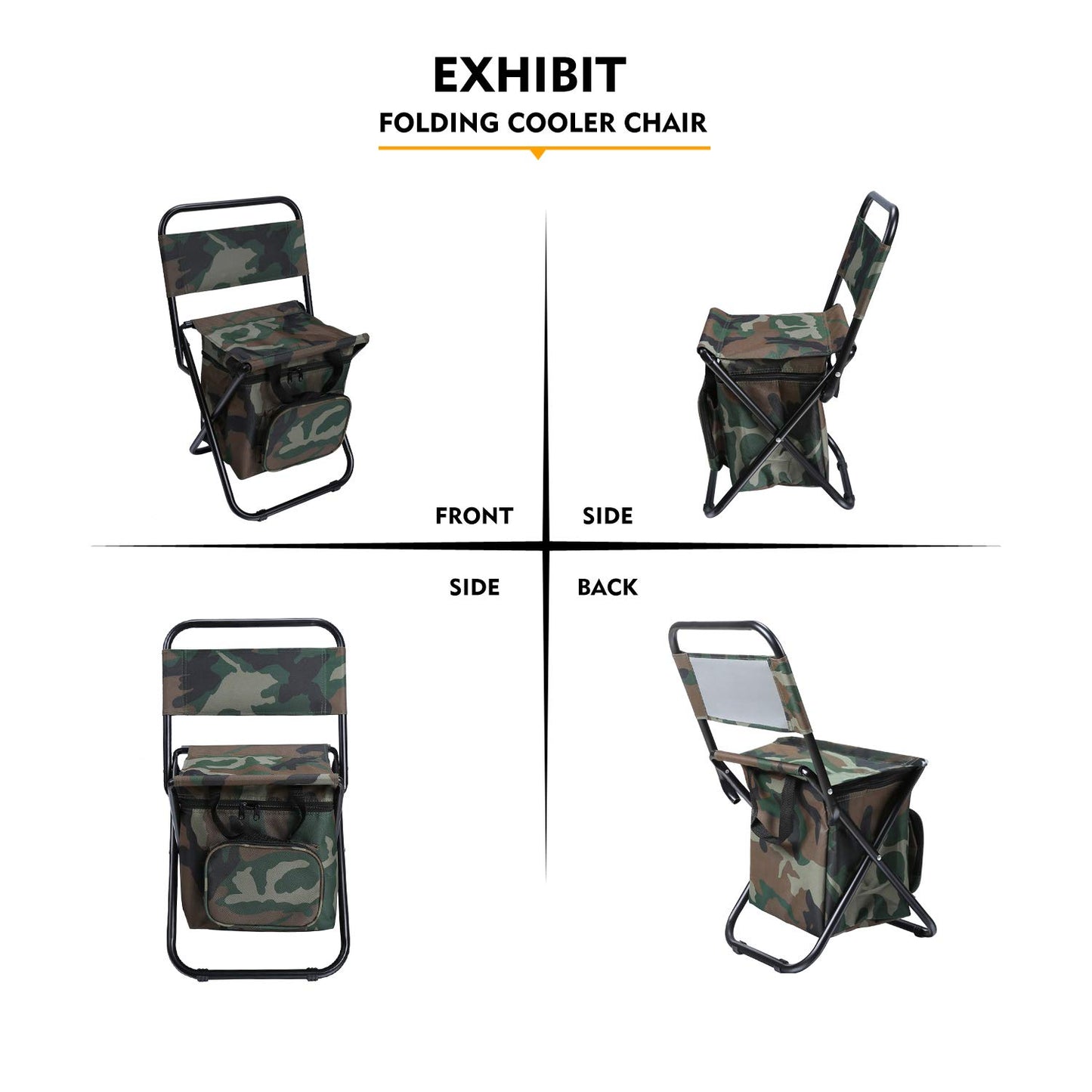 LEADALLWAY Fishing Chair with Cooler Bag Large Compact Fishing Stool Foldable Camping Chair (Green Large)