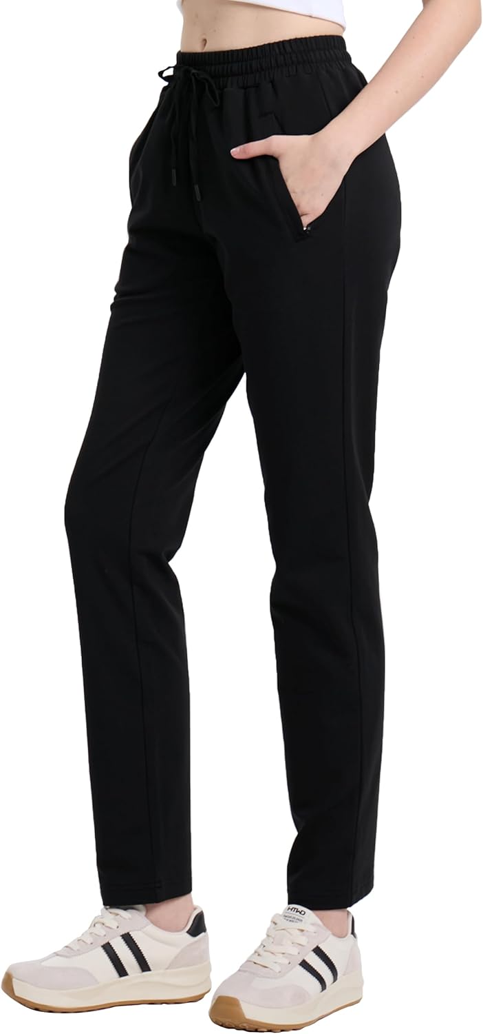 SEVEGO Women's Cotton Yoga Sweatpants - Tall Fit with Zipper Pockets | Soft Casual Joggers in 30"/32"/34"/36" Sizes