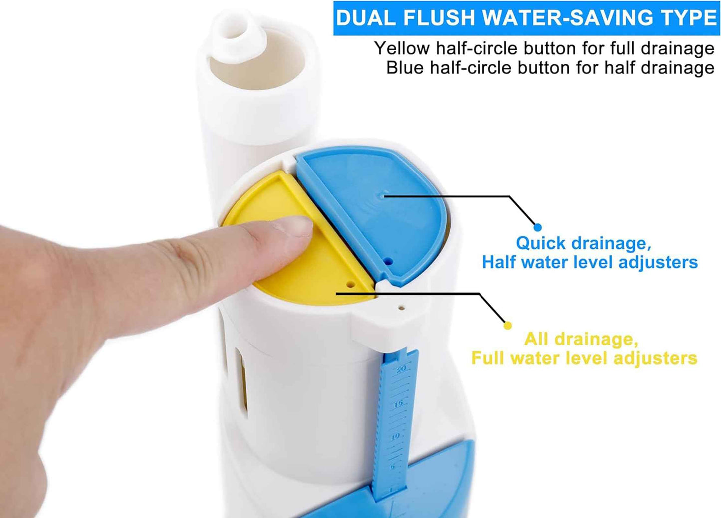 2 Inch Toilet Flush Valves, Toilet Repair Kit Dual Flush Valve Replacement Kit Fit for Two Piece Toilet Top Push Button Valve Short (8" Height)