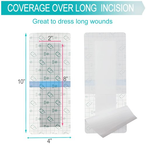 Waterproof Bandages for Knee Replacement Shower Cover Post Surgical Recovery Shower Protector First Aid Wound Adhesive Island Dressing Incisions 4 X 10 Inch Pack 0f 25