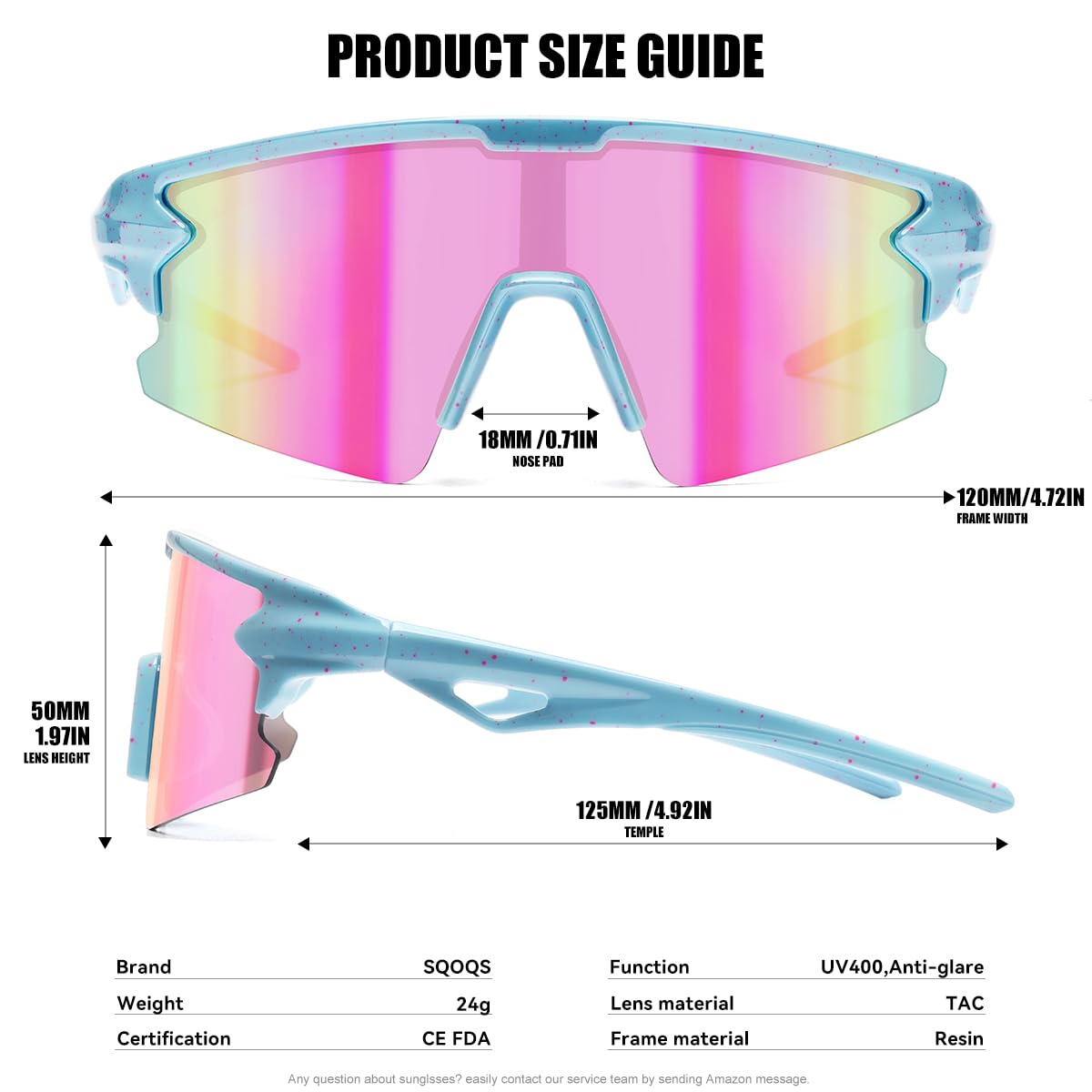 SQOQS Youth Baseball Sunglasses for Boys Girls Kids Sports Sun Glasses Softball Cycling UV400 Protection Ages 3-14