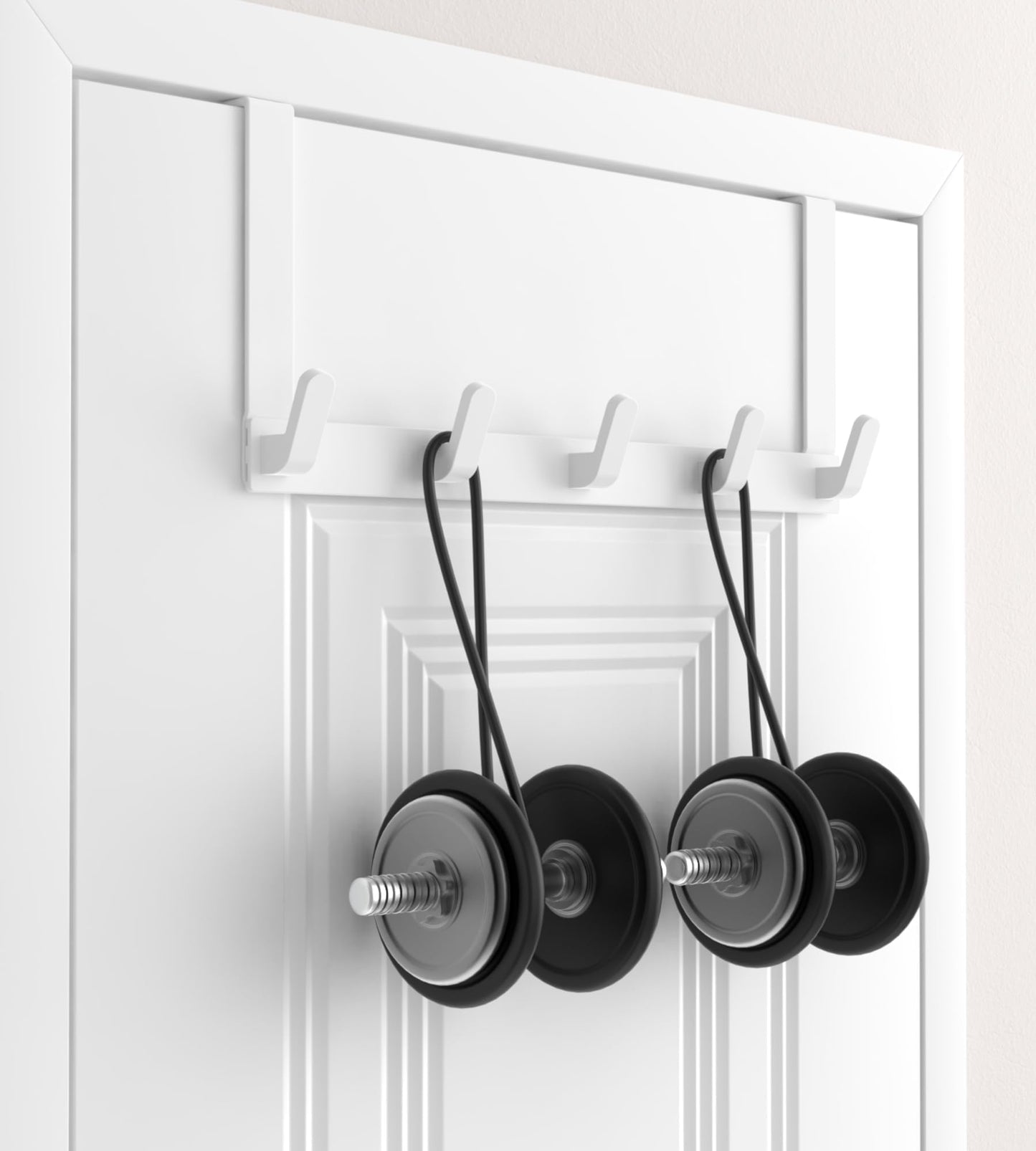 KitchLife Over The Door Hooks Hanger with Extended Arms for Easy Use by Women, Fits 1 3/8" Doors, L18U - Bathroom Accessories and Towel Rack Organization - 1 Pack, Glossy White