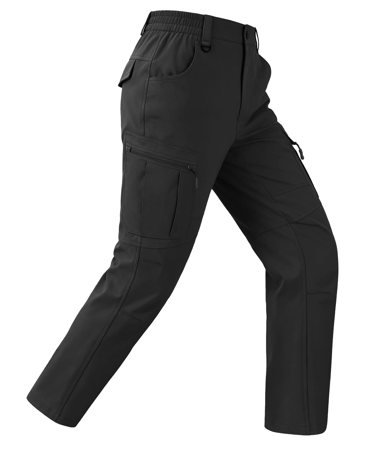 Buyboxs Mens Hiking Pants Water Resistant Ripstop Cargo Pants Lightweight Nylon Quick Dry Outdoor Tactical Work Travel Pants 6 Pockets Black 34W*30L