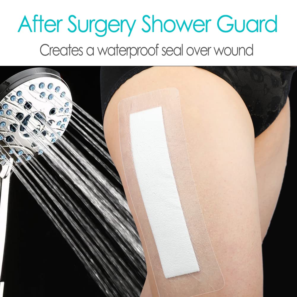 14 Pcs Waterproof Shower Protector Bandage 4"x10" for Post Knee Replacement Hip Surgery Recovery Long Surgical Incision Adhesive Larger Wounds Cover Island Dressing Bordered Gauze