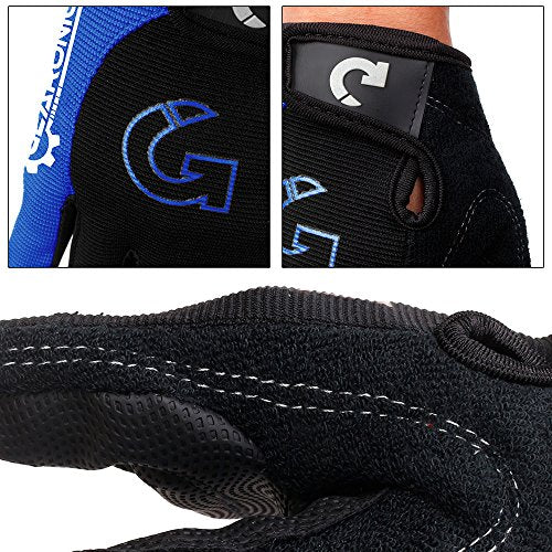 Breathable Foam Padded Cycling Gloves - Full Finger - Blue XL