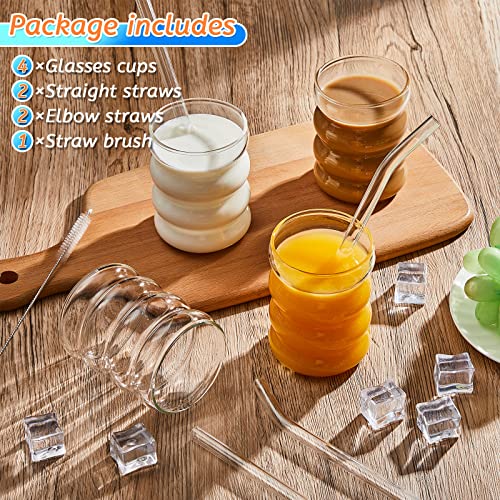 Tessco for You 4-Pack Clear Glass Drinking Cups 13.5 oz - Creative & Elegant Design