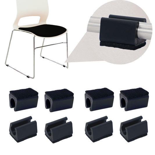 Sled Chair Leg Floor Protectors with Felt Furniture Pads,Rectangle U Shaped Chair Leg Tips Caps,Furniture Feet Protectors Slide Smoothly Protect Floors No Scratches No Noise (Diameter 12mm 8Pack)