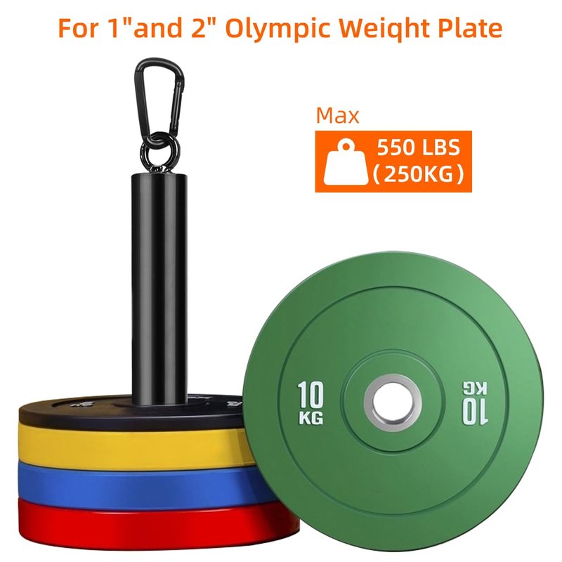 sunmeg Weight Loading Pin, Fitness Olympic Weight Plate Loading Pin Fit 2 inch with Carabiner Home Gym Strength Training Lifting Holder Stand for Cable Pulley System LAT Pulldown