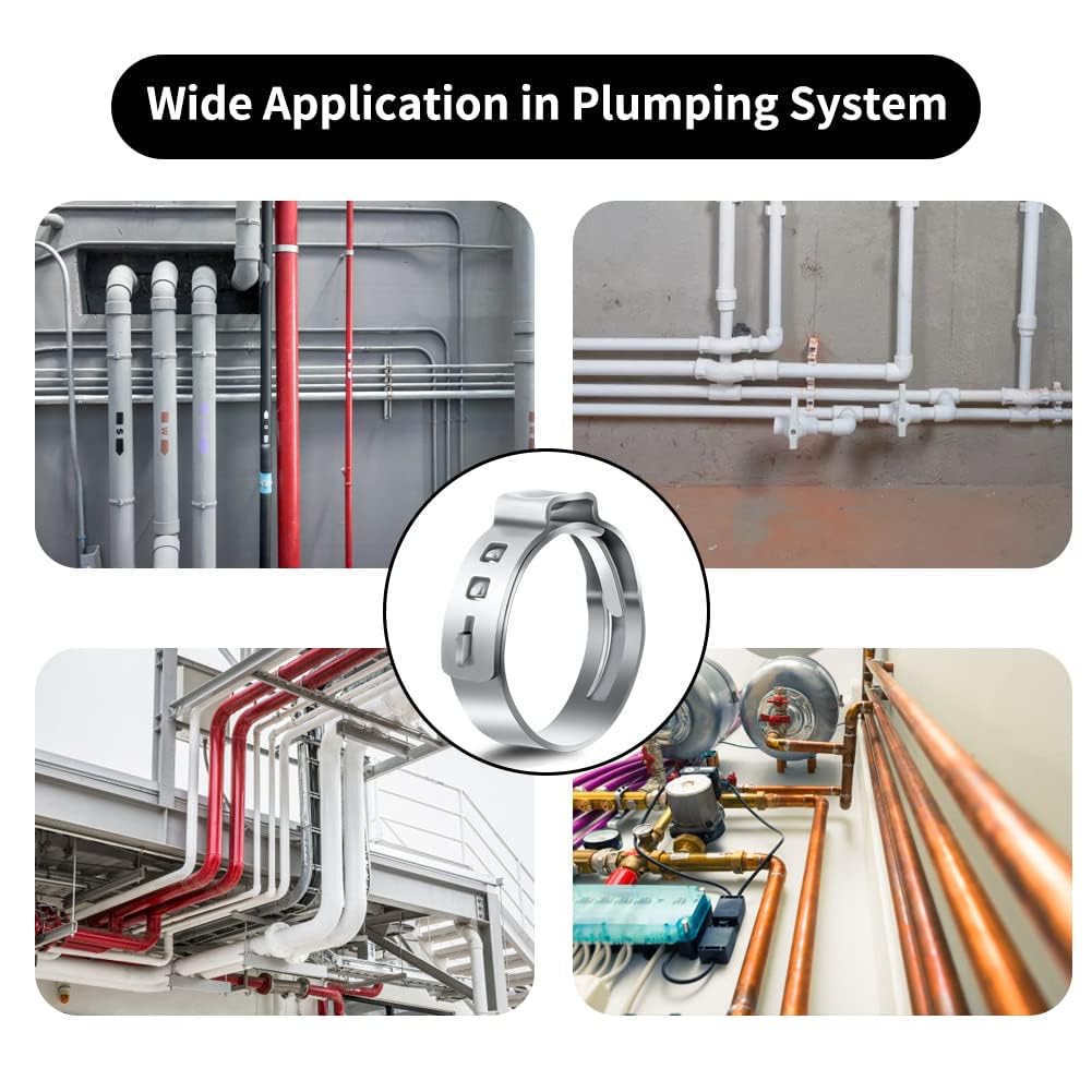 25PCS 1 Inch PEX Cinch Clamp Rings, 304 Stainless Steel PEX Fitting Clamps Pinch Clamps Ring Crimp Rings for PEX Tubing Pipe Fitting Connections (Silver-1inch(25PCS))